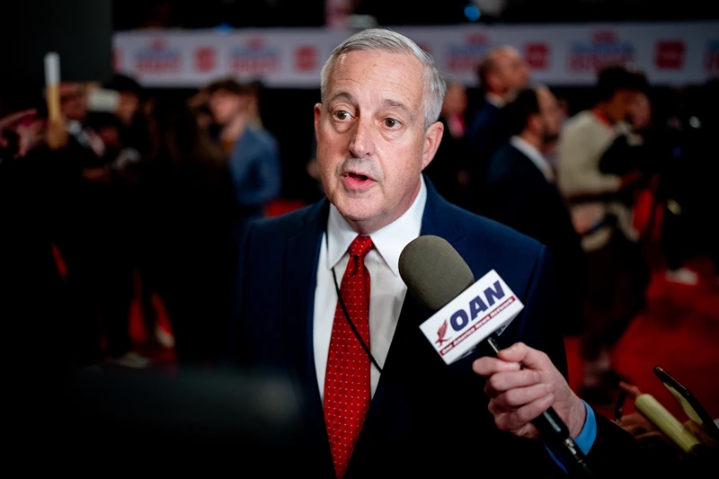 Republican National Committee co-chair Michael Whatley speaks to reporters in the spin room following the CNN Presidential Debate between U.S. President Joe Biden and Republican presidential candidate, former U.S. President Donald Trump at the McCamish Pavilion on the Georgia Institute of Technology campus on June 27, 2024 in Atlanta, Georgia. President Biden and former President Trump are faced off in the first presidential debate of the 2024 campaign. (Photo by Andrew Harnik/Getty Images)