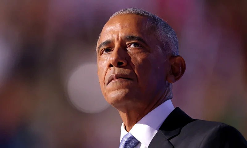 TOPSHOT - Former US President Barack Obama speaks on the second day of the Democratic National Convention (DNC) at the United Center in Chicago, Illinois, on August 20, 2024. Vice President Kamala Harris will formally accept the party's nomination for president at the DNC which runs from August 19-22 in Chicago. (Photo by CHARLY TRIBALLEAU / AFP) (Photo by CHARLY TRIBALLEAU/AFP via Getty Images)