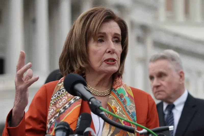 WASHINGTON, DC - NOVEMBER 19: U.S. House Speaker Emerita Rep. Nancy Pelosi (D-CA) speaks during a news conference in response of the sentencing ruling in the Hong Kong 47 case November 19, 2024 in front of the U.S. Capitol in Washington, DC. Forty-five defendants in the Hong Kong 47 case, including Benny Tai and Joshua Wong, received sentences in the city’s largest national security trial. (Photo by Alex Wong/Getty Images)