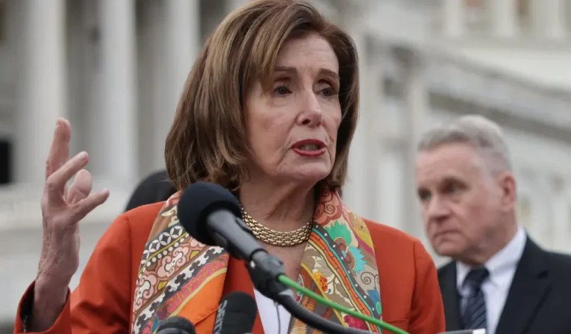 WASHINGTON, DC - NOVEMBER 19: U.S. House Speaker Emerita Rep. Nancy Pelosi (D-CA) speaks during a news conference in response of the sentencing ruling in the Hong Kong 47 case November 19, 2024 in front of the U.S. Capitol in Washington, DC. Forty-five defendants in the Hong Kong 47 case, including Benny Tai and Joshua Wong, received sentences in the city’s largest national security trial. (Photo by Alex Wong/Getty Images)
