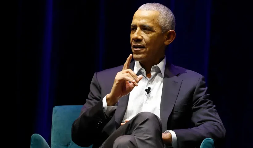 WASHINGTON, DC - DECEMBER 02: Former U.S. President Barack Obama participates in a book talk with former German Chancellor Angela Merkel at The Anthem on December 02, 2024 in Washington, DC. Obama and Merkel discussed her memoir "Freedom" as well as world politics and the history the two former leaders have witnessed. (Photo by Kevin Dietsch/Getty Images)