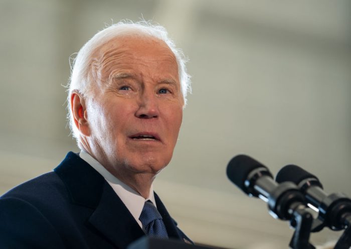 Former US President Joe Biden speaks during a farewell ceremony at Joint Base Andrews, Maryland, on January 20, 2025, following Donald Trump's inauguration. (Photo by Allison ROBBERT / AFP) (Photo by ALLISON ROBBERT/AFP via Getty Images)