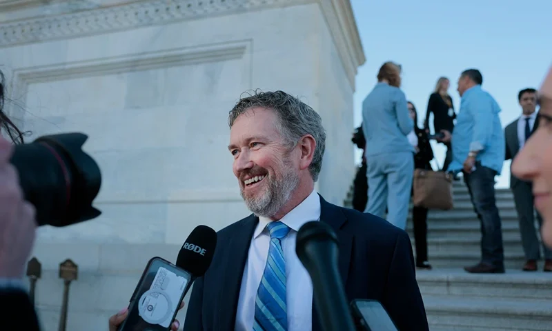 WASHINGTON, DC - MARCH 11: U.S. Rep. Thomas Massie (R-KY) talks to reporters during a series of votes outside the Capitol on March 11, 2025 in Washington, DC. The House passed a bill to avert a Friday government shutdown by a 217-213 vote largely along party lines. The bill now moves to the Senate where it will need help from Democrats to move it past a filibuster. (Photo by Anna Moneymaker/Getty Images)