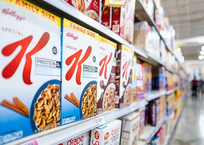 Boxes of Kellogg's Special K cereal are displayed on shelves at an H-E-B grocery store on May 06, 2025 in Austin, Texas. (Photo by Brandon Bell/Getty Images)