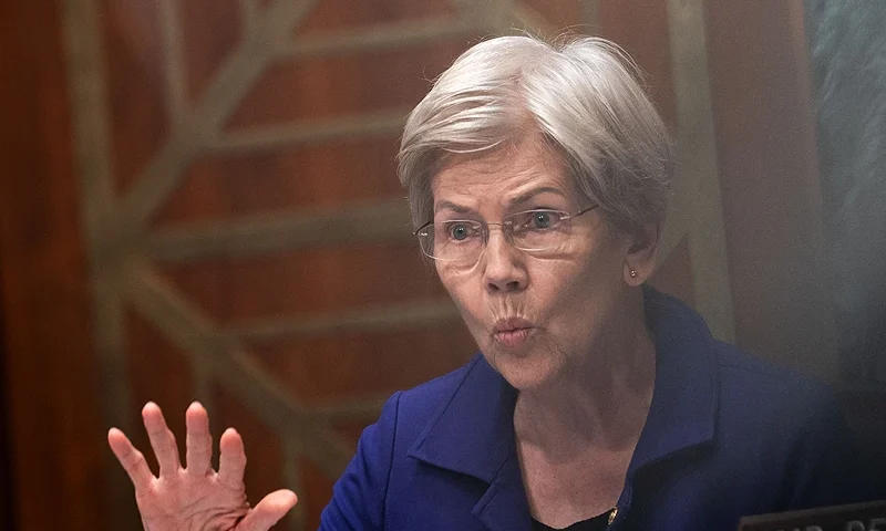 WASHINGTON, DC - JUNE 25: Ranking member Sen. Elizabeth Warren (D-MA) speaks as Fed Chair Jerome Powell testifies before the Senate Committee on Banking, Housing, and Urban Affairs during a hearing to "examine the Semiannual Monetary Policy Report to the Congress" on Capitol Hill on June 25, 2025 in Washington, DC. Powell says that the central bank will wait for clearer economic signals on the effects of President Donald Trump's tariffs on the economy before cutting interest rates, despite pressure from the President and divisions among Fed officials. (Photo by Kent Nishimura/Getty Images)