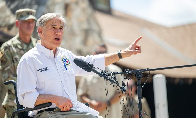 Gov. Greg Abbott speaks at a news conference on July 08, 2025 in Hunt, Texas. Gov. Abbott announced more than 160 people were still missing after deadly floods early Friday. Last week, heavy rainfall caused severe flash flooding along the Guadalupe River in central Texas, leaving more than 100 people reported dead, including children attending Camp Mystic. (Photo by Brandon Bell/Getty Images)