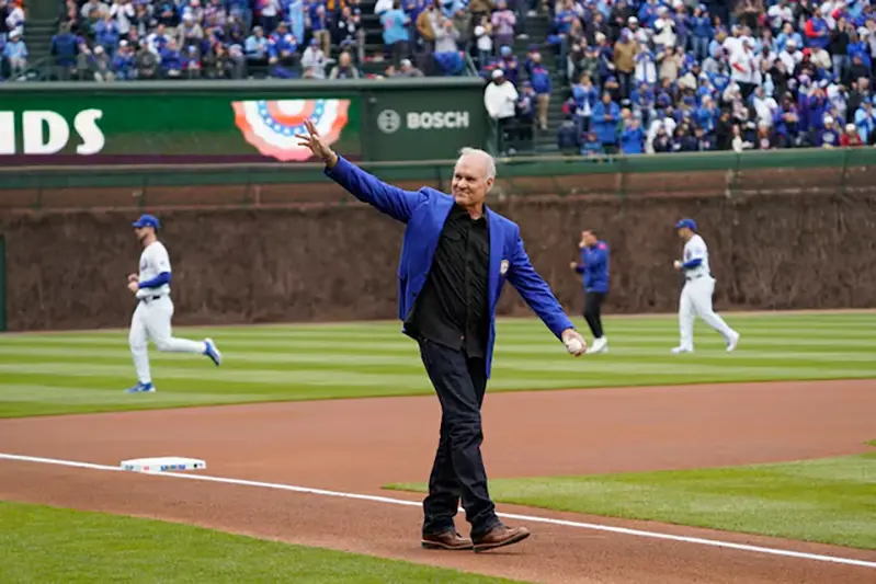 Hall of Famer Ryne Sandberg throws out a ceremonial first pitch before the game between the Chicago Cubs and the San Diego Padres at Wrigley Field. Mandatory Credit: David Banks-Imagn Images/File Photo