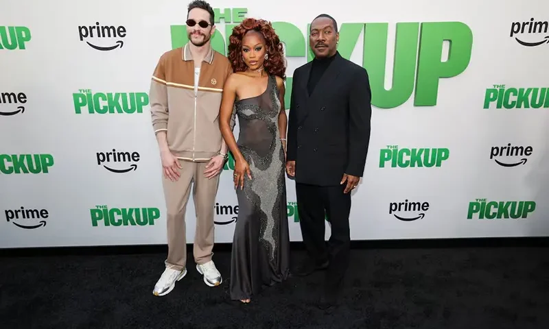 Cast members Eddie Murphy, Pete Davidson and Keke Palmer attend the world premiere for the film "The Pickup" in Los Angeles, California, U.S., July 27, 2025. REUTERS/Mario Anzuoni