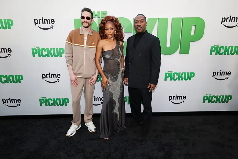 Cast members Eddie Murphy, Pete Davidson and Keke Palmer attend the world premiere for the film "The Pickup" in Los Angeles, California, U.S., July 27, 2025. REUTERS/Mario Anzuoni