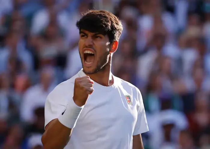 Spain's Carlos Alcaraz celebrates after winning his quarter final match against Britain's Cameron Norrie REUTERS/Andrew Couldridge/File Photo