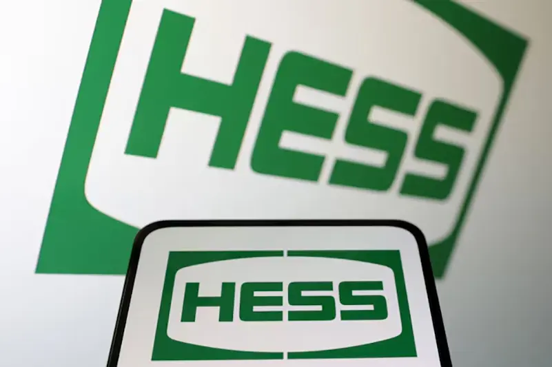 Hess logo is seen displayed in this illustration taken April 10, 2023. REUTERS/Dado Ruvic/Illustration/File photo