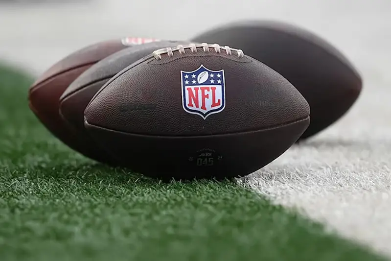 General view of the National Football League logo on footballs prior to the game between the New York Jets and the New York Giants at MetLife Stadium. Mandatory Credit: Rich Barnes-Imagn Images/File Photo