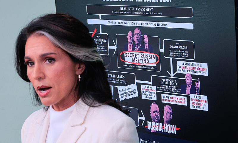 WASHINGTON, DC - JULY 23: White House Director of National Intelligence Tulsi Gabbard talks to reporters in the Brady Press Briefing Room at the White House in Washington, DC. (Photo by Chip Somodevilla/Getty Images)