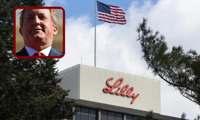 A flag flies above the headquarters campus of Eli Lilly and Company on March 17, 2024 in Indianapolis, Indiana. Lilly, a pharmaceutical company, employs more than 12.000 people in Indianapolis and more than 42,000 worldwide. (Photo by Scott Olson/Getty Images)