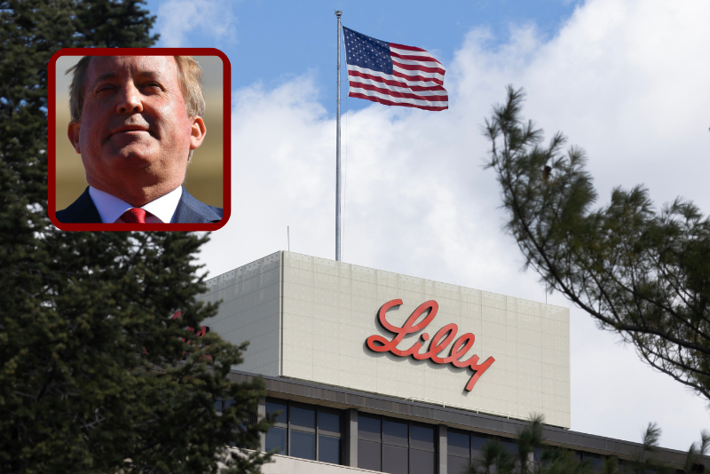 A flag flies above the headquarters campus of Eli Lilly and Company on March 17, 2024 in Indianapolis, Indiana. Lilly, a pharmaceutical company, employs more than 12.000 people in Indianapolis and more than 42,000 worldwide. (Photo by Scott Olson/Getty Images)