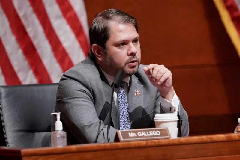 WASHINGTON, DC - JULY 9: Rep. Ruben Gallego (D-AZ) attends a House Armed Services Committee hearing on July 9, 2020 in Washington, DC. Secretary of Defense Mark Esper and Joint Chiefs Chairman Gen. Mark Milley were scheduled to testify about the role of the Department of Defense in civilian law enforcement. Active duty troops aided local law enforcement around the country at protests last month in the wake of George Floyd's death. (Photo by Greg Nash-Pool/Getty Images)
