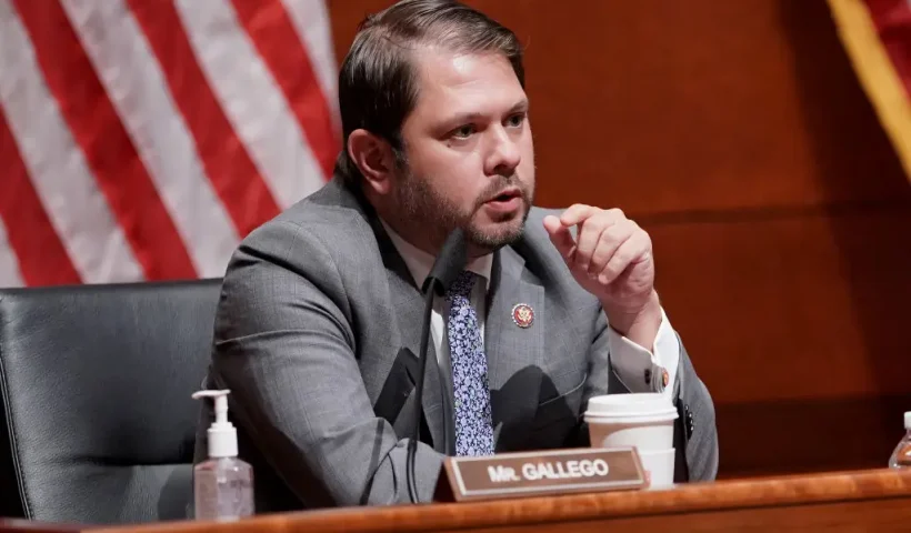WASHINGTON, DC - JULY 9: Rep. Ruben Gallego (D-AZ) attends a House Armed Services Committee hearing on July 9, 2020 in Washington, DC. Secretary of Defense Mark Esper and Joint Chiefs Chairman Gen. Mark Milley were scheduled to testify about the role of the Department of Defense in civilian law enforcement. Active duty troops aided local law enforcement around the country at protests last month in the wake of George Floyd's death. (Photo by Greg Nash-Pool/Getty Images)
