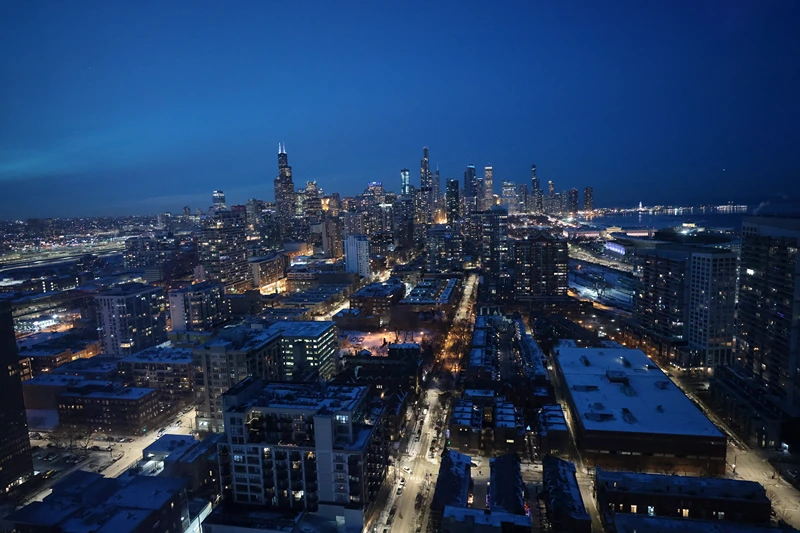 CHICAGO, ILLINOIS - JANUARY 17: The skyline of Chicago is seen on January 17, 2024 in Chicago, Illinois. View is from the south of the city looking north. (Photo by Win McNamee/Getty Images)