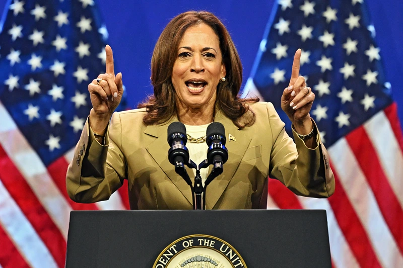 Vice President Kamala Harris speaks during a campaign event at the Asian and Pacific Islander American Vote Presidential Town Hall at the Pennsylvania Convention Center on July 13, 2024 in Philadelphia, Pennsylvania. Harris continues campaigning ahead of the presidential election as Democrats face doubts about President Biden's fitness in his run for re-election against former President Donald Trump. (Photo by Drew Hallowell/Getty Images)