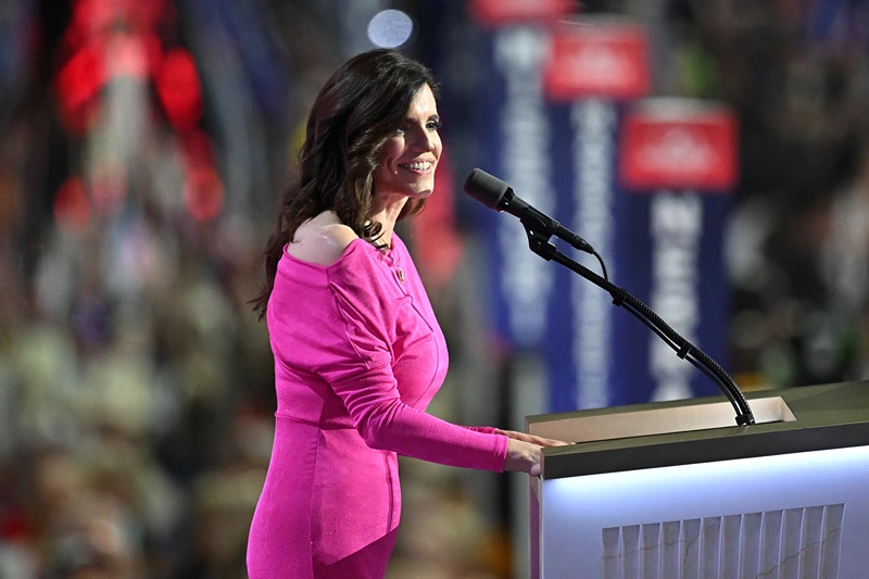 MILWAUKEE, WISCONSIN - JULY 17: U.S. Rep. Nancy Mace (R-SC) speaks on stage on the third day of the Republican National Convention at the Fiserv Forum on July 17, 2024 in Milwaukee, Wisconsin. Delegates, politicians, and the Republican faithful are in Milwaukee for the annual convention, concluding with former President Donald Trump accepting his party's presidential nomination. The RNC takes place from July 15-18. (Photo by Leon Neal/Getty Images)