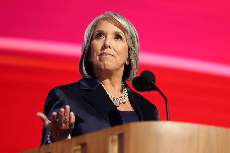 New Mexico Governor Michelle Lujan Grisham speaks on the second day of the Democratic National Convention (DNC) at the United Center in Chicago, Illinois, on August 20, 2024. Vice President Kamala Harris will formally accept the party's nomination for president at the DNC which runs from August 19-22 in Chicago. (Photo by CHARLY TRIBALLEAU / AFP) (Photo by CHARLY TRIBALLEAU/AFP via Getty Images)