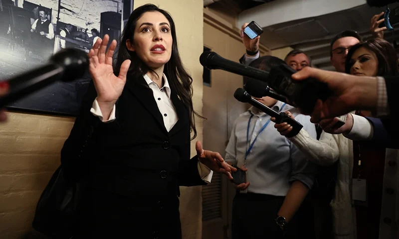 WASHINGTON, DC - DECEMBER 20: Rep. Anna Paulina Luna (R-FL) talks to reporters following a House Republican caucus meeting in the basement of the U.S. Capitol on December 20, 2024 in Washington, DC. Following the two-hour meeting, Speaker of the House Mike Johnson announced an agreement on a continuing budget resolution, saying, "We will not have a government shutdown." (Photo by Chip Somodevilla/Getty Images)