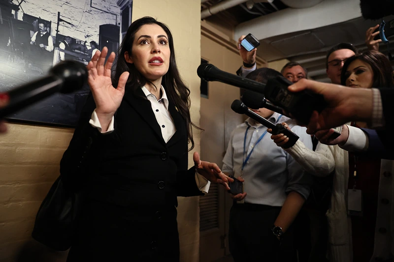WASHINGTON, DC - DECEMBER 20: Rep. Anna Paulina Luna (R-FL) talks to reporters following a House Republican caucus meeting in the basement of the U.S. Capitol on December 20, 2024 in Washington, DC. Following the two-hour meeting, Speaker of the House Mike Johnson announced an agreement on a continuing budget resolution, saying, "We will not have a government shutdown." (Photo by Chip Somodevilla/Getty Images)