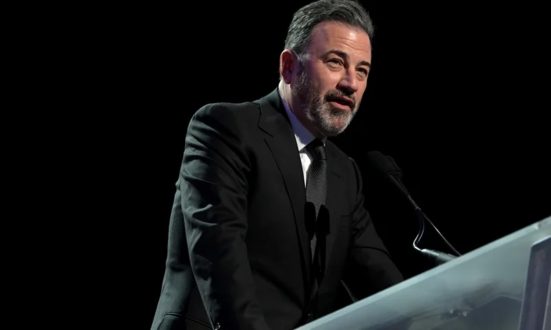 LAS VEGAS, NEVADA - FEBRUARY 22: Jimmy Kimmel performs onstage as Keep Memory Alive hosts star-studded lineup at annual "Power Of Love" gala at MGM Grand Garden Arena on February 22, 2025 in Las Vegas, Nevada. (Photo by Bryan Steffy/Getty Images for Keep Memory Alive)