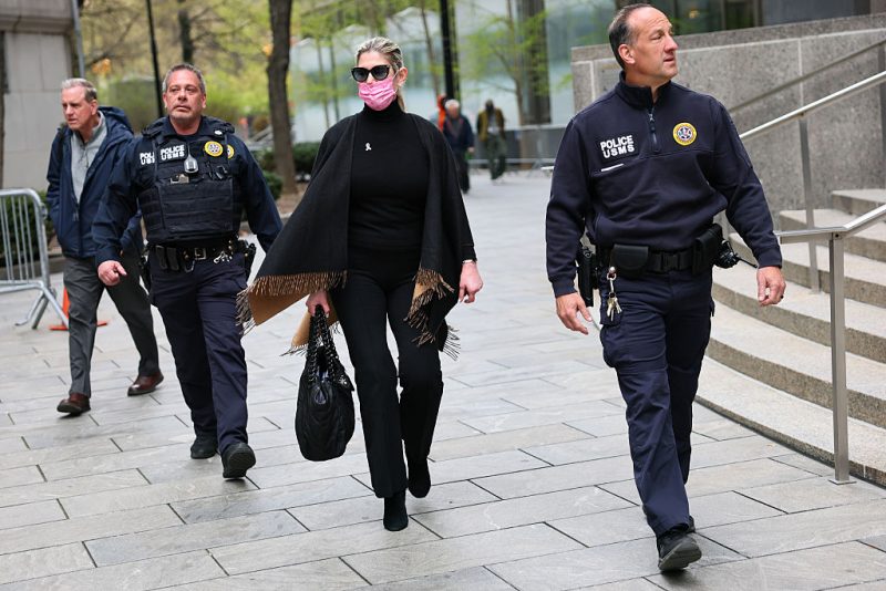 NEW YORK, NEW YORK - APRIL 21: Nadine Menendez, wife of former Senator Bob Menendez (D-NJ), leaves Manhattan Federal Court after her trial on April 21, 2025 in New York City. Nadine Menendez was found guilty of taking bribes and obstructing justice by a jury months after her husband was convicted of trading his political influence for gold, cash and a Mercedes-Benz. The judge set a sentencing date of June 12. (Photo by Michael M. Santiago/Getty Images)