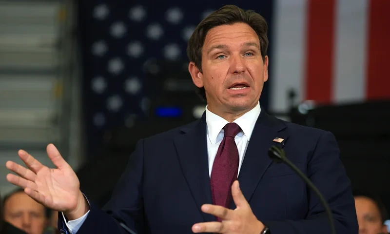 MIRAMAR, FLORIDA - MAY 01: Florida Gov. Ron DeSantis speaks during a press conference held at the ICE-Enforcement and Removal Operation office on May 01, 2025 in Miramar, Florida. DeSantis talked about a multi-agency immigration enforcement effort named Operation Tidal Wave that they say resulted in more than 1,100 arrests in a single week in Florida. (Photo by Joe Raedle/Getty Images)