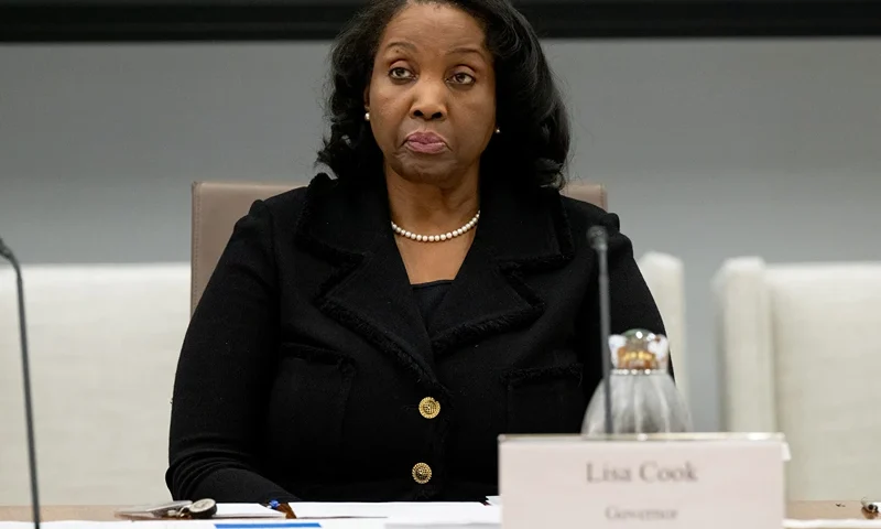 Lisa Cook, member of the Board of Governors of the US Federal Reserve, attends a Federal Reserve Board open meeting discussing proposed revisions to the board's supplementary leverage ratio standards at the Federal Reserve Board building in Washington, DC, on June 25, 2025. (Photo by SAUL LOEB / AFP) (Photo by SAUL LOEB/AFP via Getty Images)
