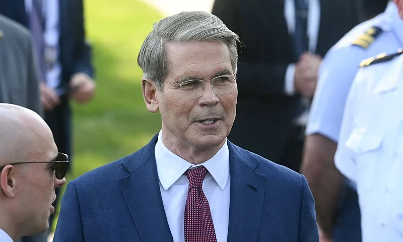 US Secretary of Treasury Scott Bessent (C) attends the Military Family Picnic on the South Lawn of the White House in Washington, DC on July 4, 2025. (Photo by Jim WATSON / AFP) (Photo by JIM WATSON/AFP via Getty Images)
