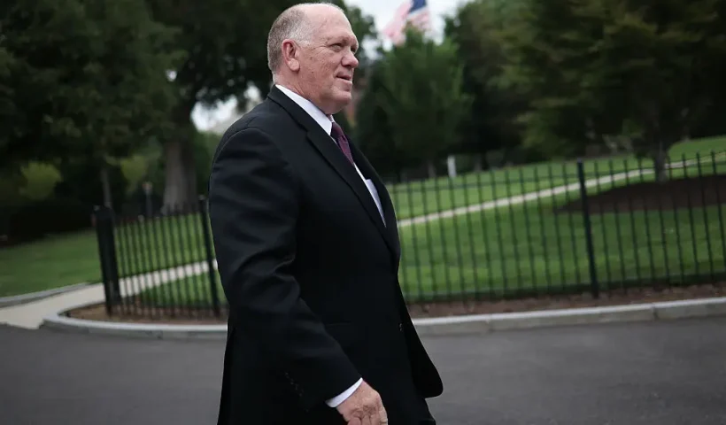 WASHINGTON, DC - AUGUST 06: White House "Border Czar" Tom Homan walks toward reporters outside the White House on August 06, 2025 in Washington, DC. Homan answered a range of questions related to immigration issues while talking with reporters. (Photo by Win McNamee/Getty Images)
