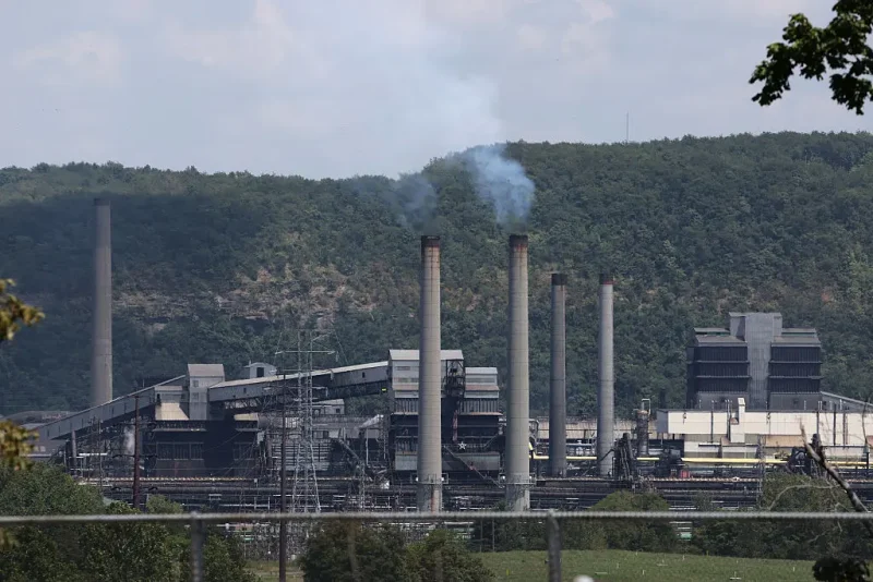 US Steel's Clairton Coke Works is seen following an explosion at the plant in Clairton, Pennsylvania, on August 11, 2025. An explosion at the steel plant has left dozens wounded and others missing, officials said on August 11. US Senator John Fetterman identified the site as Clairton Coke Works, which is located about 15 miles (25 kilometers) outside the city of Pittsburgh. (Photo by Rebecca DROKE / AFP) (Photo by REBECCA DROKE/AFP via Getty Images)