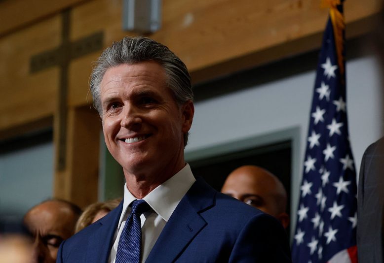 SACRAMENTO, CALIFORNIA - AUGUST 21: California Gov. Gavin Newsom looks on during a news conference to kick off the Yes on 50 campaign at the California Democratic Party Headquarters on August 21, 2025 in Sacramento, California. In a move to counter Texas House Republicans’ plan to redraw the state’s congressional maps ahead of the 2026 midterm elections, California Democrats took up a proposed constitutional amendment to temporarily redraw their own congressional maps, potentially creating five additional U.S. House seats for their party. (Photo by Justin Sullivan/Getty Images)