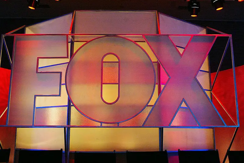 The Fox Network logo is displayed during the 2005 Television Critics Winter Press Tour at the Hilton Universal Hotel on January 17, 2005 in Universal City, California. (Photo by Frederick M. Brown/Getty Images)