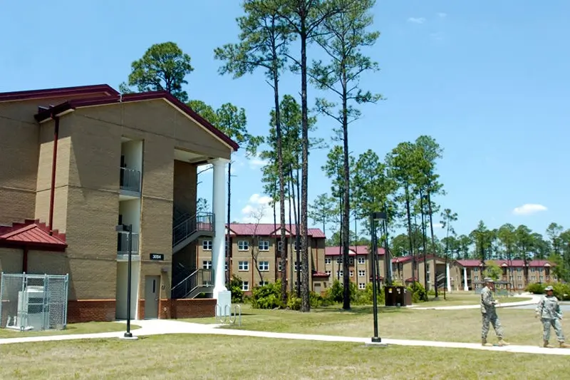 FORT STEWART, GA - MAY 1: New barracks called One Plus One and used by U.S. Army 3rd Infantry Division since 2006 are shown during a tour May 1, 2008 in Fort Stewart, Georgia. The housing is the latest in barracks that look more like two-bedroom apartments, featuring cable TV, Internet connection and washer and dryers, than traditional barracks. The Army is under scrutiny after Army Secretary Pete Geren inspected the poor conditions in the Korean War-era barracks at Fort Bragg, North Carolina and deemed them "unacceptable". The Army invited media to inspect some of the 7,688 spaces where soldier live while on the post. (Photo by Stephen Morton/Getty Images)