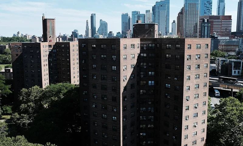 NEW YORK, NY - JUNE 11: Public housing stands in Brooklyn on June 11, 2018 in New York City. In an announcement today made public by Manhattan U.S. Attorney Geoffrey Berman, New York City will pay $2 billion to settle claims of corruption and mismanagement at the nation's largest public housing agency known as NYCHA. Investigators claim that water leaks,holes in walls, lead paint, mold, malfunctioning elevators and rats were a part of daily life for the thousands of residents living in public housing. The deal also calls for the appointment of a monitor to oversee the city-run public housing authority during the 10-year span of the agreement. (Photo by Spencer Platt/Getty Images)