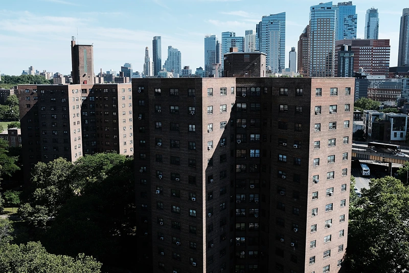 NEW YORK, NY - JUNE 11: Public housing stands in Brooklyn on June 11, 2018 in New York City. In an announcement today made public by Manhattan U.S. Attorney Geoffrey Berman, New York City will pay $2 billion to settle claims of corruption and mismanagement at the nation's largest public housing agency known as NYCHA. Investigators claim that water leaks,holes in walls, lead paint, mold, malfunctioning elevators and rats were a part of daily life for the thousands of residents living in public housing. The deal also calls for the appointment of a monitor to oversee the city-run public housing authority during the 10-year span of the agreement. (Photo by Spencer Platt/Getty Images)