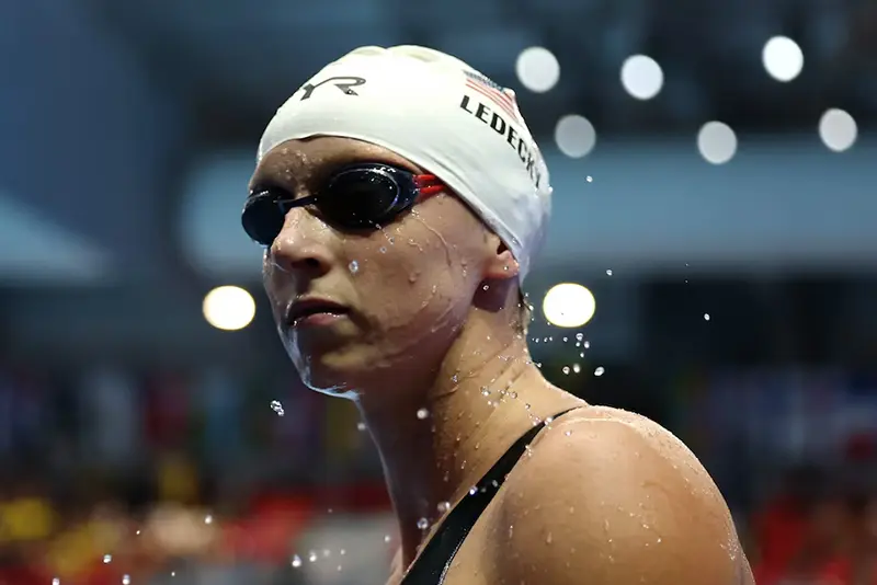 Katie Ledecky of the U.S. at the end of heat 3 REUTERS/Hollie Adams