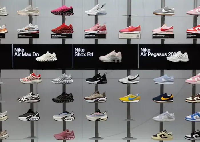 Nike shoes are seen in the King of Prussia Mall in King of Prussia, Pennsylvania, U.S., April 3, 2025. REUTERS/Rachel Wisniewski
