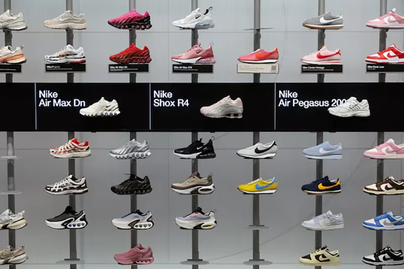 Nike shoes are seen in the King of Prussia Mall in King of Prussia, Pennsylvania, U.S., April 3, 2025. REUTERS/Rachel Wisniewski