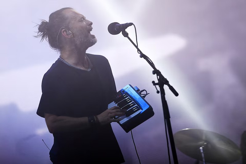 Radiohead performs on the Pyramid Stage at Worthy Farm in Somerset during the Glastonbury Festival in Britain, June 23, 2017. REUTERS/Dylan Martinez/File Photo