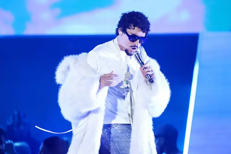 Bad Bunny performs during the iHeartRadio Music Awards at Dolby Theatre in Los Angeles, California, U.S., March 17, 2025. REUTERS/Mario Anzuoni/File Photo