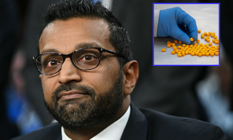 (Background) Kash Patel takes his seat as he arrives for a Senate Judiciary Committee hearing on his nomination to be FBI Director, on Capitol Hill in Washington, DC, January 30, 2025. (Photo by Mandel NGAN / AFP) (Photo by MANDEL NGAN/AFP via Getty Images) / (R) CORRECTION / A Drug Enforcement Administration (DEA) chemist checks tablets believed to be laced with fentanyl at the DEA Northeast Regional Laboratory on October 8, 2019 in New York. According to US government data, about 32,000 Americans died from opioid overdoses in 2018. That accounts for 46 percent of all fatal overdoses. Fentanyl, a powerful painkiller approved by the US Food and Drug Administration for a range of conditions, has been central to the American opioid crisis which began in the late 1990s. (Photo by Don EMMERT / AFP) / "The erroneous mention[s] appearing in the metadata of this photo by Don EMMERT has been modified in AFP systems in the following manner: [tablets believed to be laced with fentanyl] instead of [confiscated powder containing fentanyl]. Please immediately remove the erroneous mention[s] from all your online services and delete it (them) from your servers. If you have been authorized by AFP to distribute it (them) to third parties, please ensure that the same actions are carried out by them. Failure to promptly comply with these instructions will entail liability on your part for any continued or post notification usage. Therefore we thank you very much for all your attention and prompt action. We are sorry for the inconvenience this notification may cause and remain at your disposal for any further information you may require." (Photo by DON EMMERT/AFP via Getty Images)