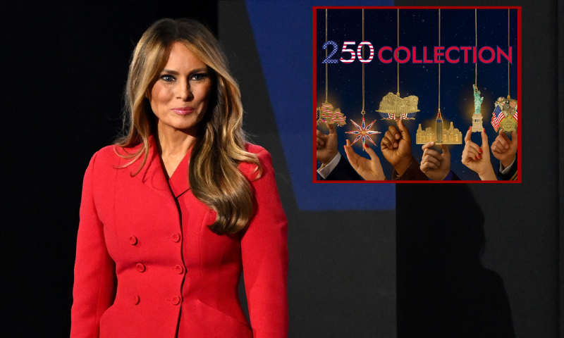 (Background) MILWAUKEE, WISCONSIN - JULY 18: Former first lady Melania Trump arrives on the fourth day of the Republican National Convention at the Fiserv Forum on July 18, 2024 in Milwaukee, Wisconsin. Delegates, politicians, and the Republican faithful are in Milwaukee for the annual convention, concluding with former President Donald Trump accepting his party's presidential nomination. The RNC takes place from July 15-18. (Photo by Leon Neal/Getty Images) / (R) Photo via: usamemorabilia.com)