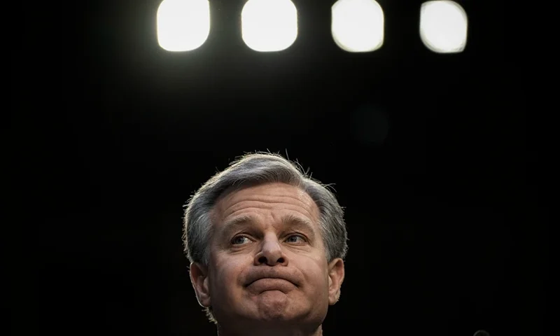 WASHINGTON, DC - MARCH 8: FBI Director Christopher Wray testifies during a Senate Intelligence Committee hearing concerning worldwide threats, on Capitol Hill March 8, 2023 in Washington, DC. The leaders of the intelligence agencies testified on a wide range of issues, including China, Covid-19 origins, and TikTok. (Photo by Drew Angerer/Getty Images)