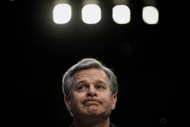 WASHINGTON, DC - MARCH 8: FBI Director Christopher Wray testifies during a Senate Intelligence Committee hearing concerning worldwide threats, on Capitol Hill March 8, 2023 in Washington, DC. The leaders of the intelligence agencies testified on a wide range of issues, including China, Covid-19 origins, and TikTok. (Photo by Drew Angerer/Getty Images)