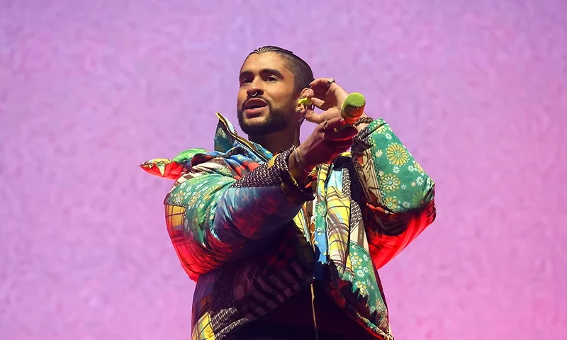 INDIO, CALIFORNIA - APRIL 14: Bad Bunny performs at the Coachella Stage during the 2023 Coachella Valley Music and Arts Festival on April 14, 2023 in Indio, California. (Photo by Frazer Harrison/Getty Images for Coachella)