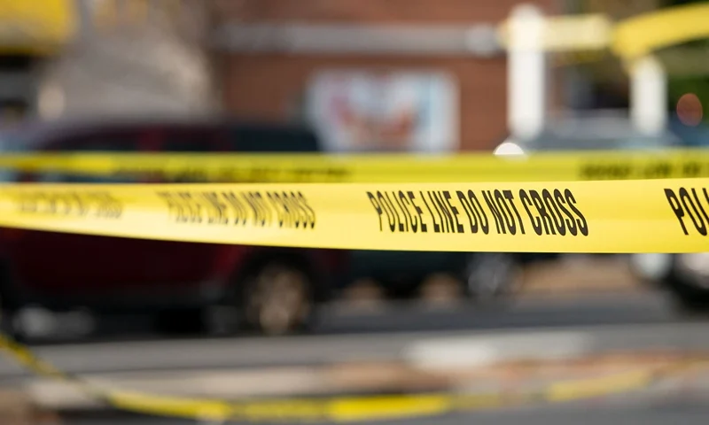 Police tape surrounds the area near a home that exploded in Arlington, Virginia, on December 4 and rocked a neighborhood with a powerful blast, on December 5, 2023. Three police officers received minor injuries but were not taken to hospitals, the department said. Officials are unaware of anyone else who was hurt, they said at a news conference. (Photo by Stefani Reynolds / AFP) (Photo by STEFANI REYNOLDS/AFP via Getty Images)